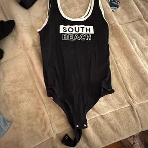 Garage Black and White Bodysuit with Scoop Neckline